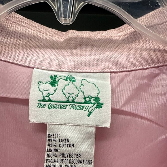 Quacker Factory Pink Linen Blend Embroidered Butterfly & Floral Jacket Sz Medium - Picture 2 of 11